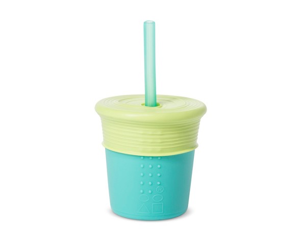 Silikids 8oz Silicone Straw Tumbler Blue/Green