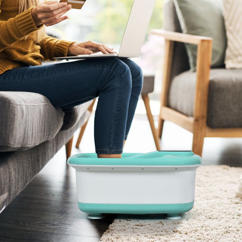 Costway Portable Electric Foot Spa Bath Automatic Roller Heating Motorized Massager PinkBlueGreen, 2 of 11
