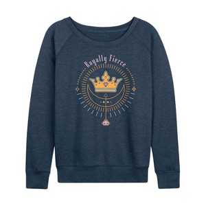 Women's - Disney Princess - Royally Fierce Lightweight French Terry Wide Neck Long Sleeve Shirt - 1 of 4
