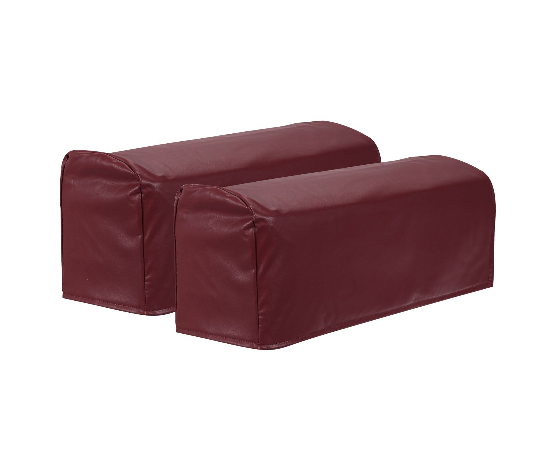 Unique Bargains PU Leather Anti-Slip Stretch Couch Arm Slipcovers 2 Pcs Wine red