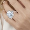 Pompeii3 Certified 11.90Ct Emerald Diamond Engagement Ring 14k Gold Lab Created - 3 of 4