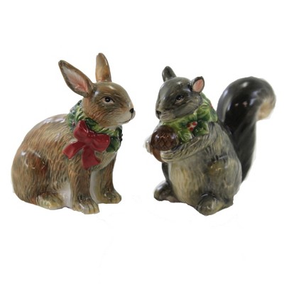 Tabletop 3.25" Winter Forest Salt & Pepper Set Christmas Squirrel Bunny Certified International  -  Salt And Pepper Shaker Sets