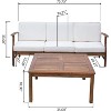 Sapphtopaz Patio Furniture Set Acacia Wood Loveseat Sectional Conversation Outdoor Chairs with Cushions Square Table for Patio, Garden, Terrace - 2 of 4