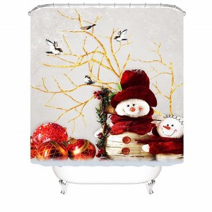 Bird And Snowman Shower Curtains for Bathroom Waterproof Fabric Bath Curtain Durable Soft Stylish Bathroom Decor 72x72 Inch - 1 of 1