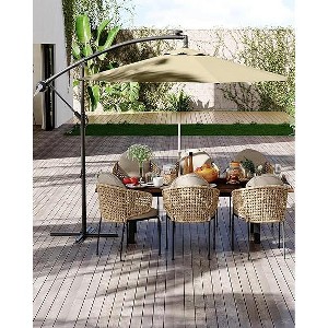 10Ft Offset Hanging Market Patio Umbrella with Easy Tilt Adjustment, Polyester Shade, 8 Ribs for Backyard, Poolside, Lawn and Garden - 1 of 4
