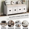 Multifunctional Wooden Shoe Organizer Bench，Removable Cushion, with 4 Storage Drawers and Backrest - 3 of 4