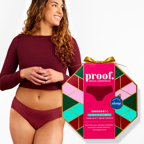 Proof Underwear Super Heavy Women s Absorbency Briefs Holiday Ornament Red Medium Target