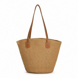 Alilang Woven Straw Tote Bag Large Capacity Zip Top Shoulder