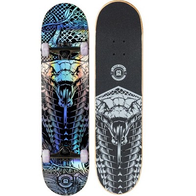 31" Skateboard for Beginner to Intermediate Skaters – Popsicle Deck, PU Wheels, ABEC-11 Bearings – Madd Gear - Holographic Viper
