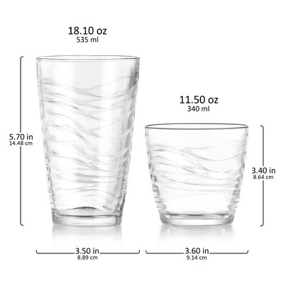 Libbey Orbita 16-Piece Clear Glass Tumbler and Rocks Set