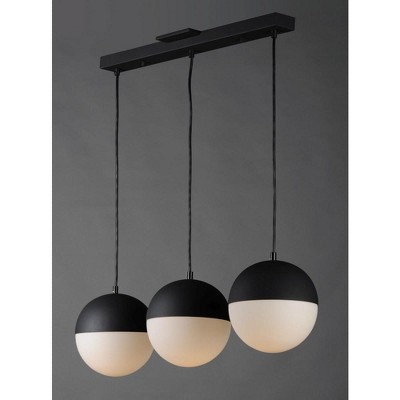 Sleek Modern Black Nickel 3-Light LED Pendant with Satin White Glass