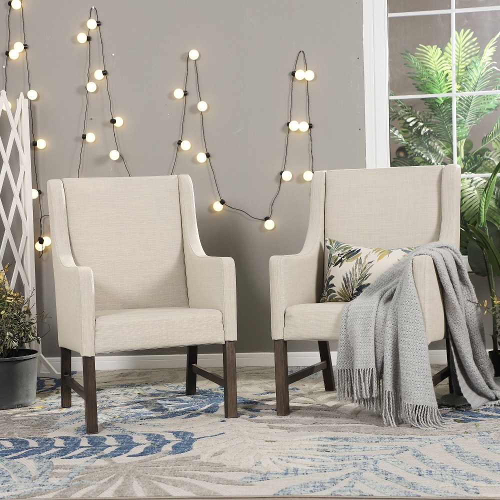2pk Outdoor Dining Chairs with Metal Frame & Armrests - Captiva Designs