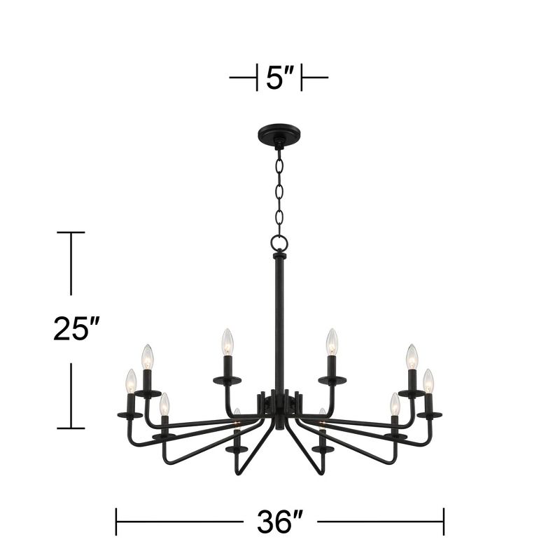 Franklin Iron Works Manfred Black Metal Chandelier 36" Wide Modern Industrial 10-Light Fixture for Dining Room House Foyer Kitchen Island Entryway, 4 of 10
