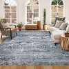6x9 Washable Area Rug for Living Room, Soft Vintage Distressed Large Area Rugs for Bedroom Retro Indoor Floor Carpet, Low Pile Non-Slip, Blue/Grey - 2 of 4