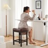 Lirago Brown Saddle Bar Stool Kitchen Stool with Sturdy Steel Frame 17.9x13.4x21.6 inch - 2 of 4