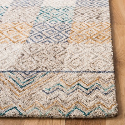 Aspen Geometric Blue and Gold Hand-Tufted Wool Rug - 3' x 5'