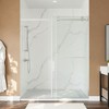 Lirago Slim Frame Single Sliding Door with Tempered Glass Reversible Installation 60" x 72" Silver - 4 of 4