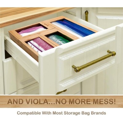 Bartnelli 4pc Bamboo Kitchen Drawer Organizer for Sandwich Bags – Gallon, Quart, Sandwich, Snack — фото 6