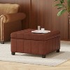 Airsurfer Storage Ottoman for Living Room, Bedroom, Brown Faux Leather - 3 of 4