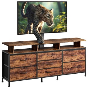 WOWLIVE TV Stand with Mount for 32-75 inch TVs, Dresser TV Stand with 7 Storage Drawers ,  Entertainment Center for Living Room - 1 of 4