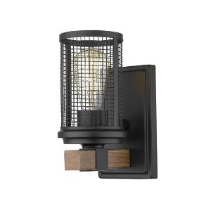 Millennium Lighting Mesa 1 - Light Sconce in  Matte Black/Wood Grain - 1 of 1