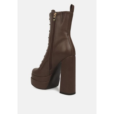 Meows Faux Leather High Heel Platform Ankle Boots