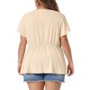 Agnes Orinda Women's Plus Size Bell Short Sleeve Collar Elastic Waist Flare Peplum Button Down Shirts - 4 of 4