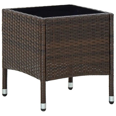 vidaXL Patio Table, Brown, 15.7"x15.7"x17.7" Poly Rattan