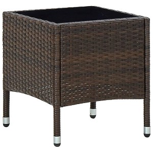 vidaXL Patio Table, Brown, 15.7"x15.7"x17.7" Poly Rattan - 1 of 4