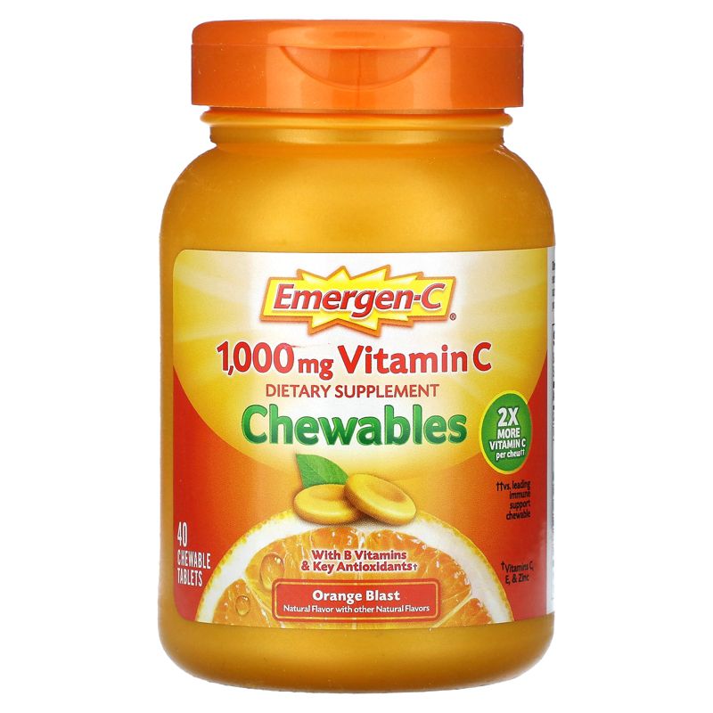 Emergen-C Vitamin C Chewables, Orange Blast, 1,000 mg, 40 Chewable Tablets (500 mg per Tablet), 3 of 4