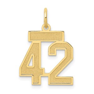 Black Bow Jewelry 14k Yellow Gold, Jersey Collection, Small Number 42 Pendant - 1 of 4