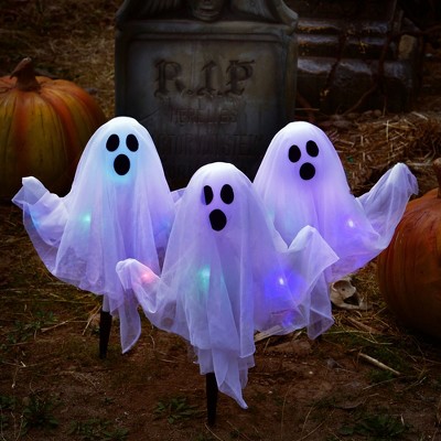 Nifti Nest 3 PCS Halloween Flashing Ghosts with Stakes