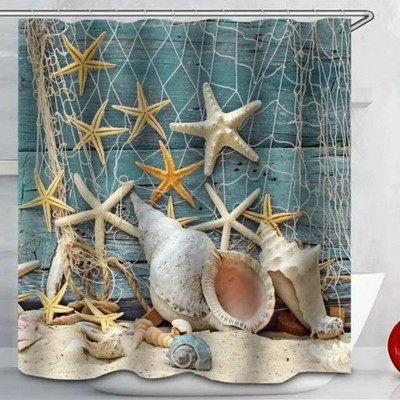 LunaLulinlk 71"x71" Sea Shell Shower Curtain