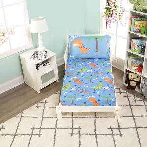 EVERYDAY KIDS Toddler Fitted Sheet and Pillowcase Set -Dinosaur Toddler - Soft Breathable Microfiber Toddler Sheet Set - 1 of 4