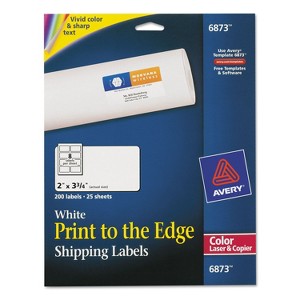 Avery Vibrant Color-Printing Shipping Labels 2 x 3 3/4 White 200/Pack 6873 - 1 of 4