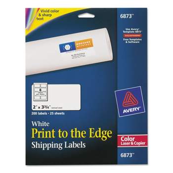Avery Vibrant Color-Printing Shipping Labels 2 x 3 3/4 White 200/Pack 6873