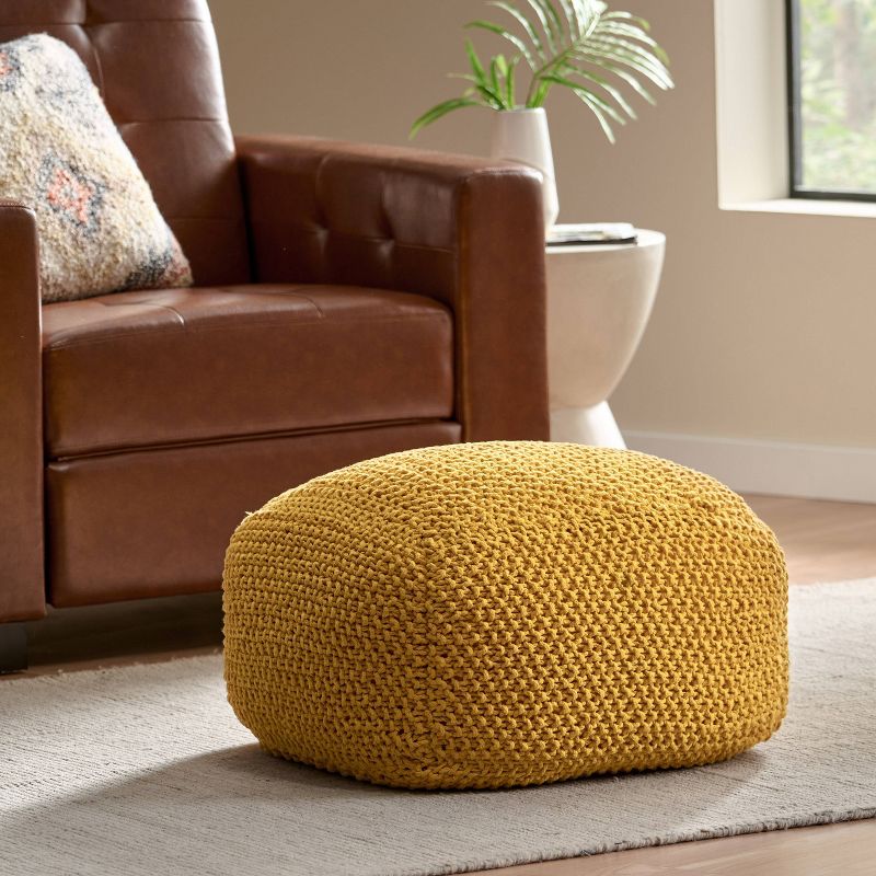 Hollis Knitted Cotton Square Pouf - Christopher Knight Home, 3 of 6