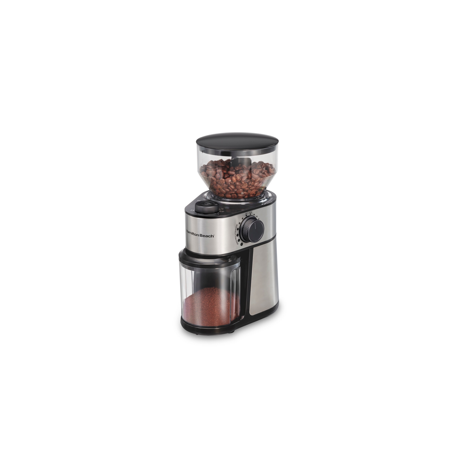 Hamilton Beach Burr Coffee Grinder 80385: 18 Settings, Dishwasher-Safe Parts, 14 Cup Capacity, Black