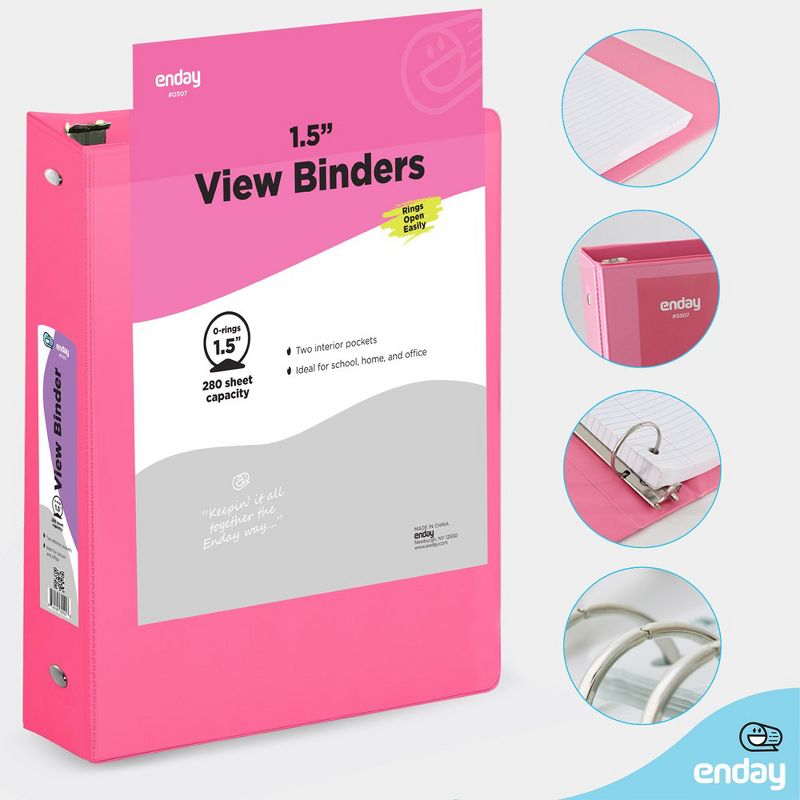 Enday 3-Ring View Binder With 2-Pockets, 3 of 7