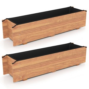 Costway 1/2 PCS Wooden Raised Garden Bed with Drainage Holes, Liner for Vegetable Flower Herb - 1 of 4