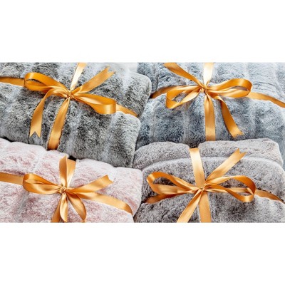 Chanasya Frost Tip Fur Throw Blanket - Reversible Mink Blanket (50x65 Inches) Rose