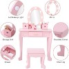 Acekool Kids Vanity Set with Lighted Mirror, Toddler Vanity Table, Chair & Pretend Makeup Playset, Pink for Girls Ages 4-9 - 3 of 4