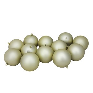 Northlight 12ct Shatterproof Matte Christmas Ball Ornament Set 4" - Gold - 1 of 4