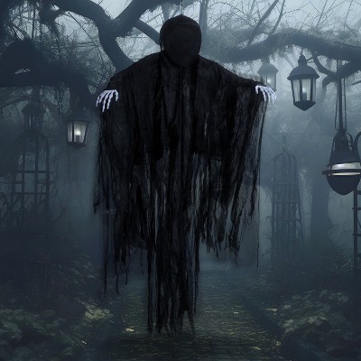 Joyfy 5 Ft Halloween Decorations Outdoor Dark Hanging Grim Reaper, Faceless Ghost for Haunted House Yard Outside Tree Porch Garden Party Décor