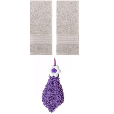 REGALWOVEN 3 Pcs Soft Absorbent Hand Towel Bathroom Decorative Set