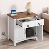 Farmhouse Dresser Nightstand End Table 2-Door Cabinet Bed Side Table with Charging Station White/Oak - 2 of 4