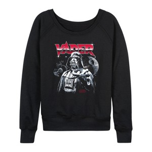 Women's - Star Wars - Darth Vader Band Lightweight French Terry Wide Neck Long Sleeve Shirt - 1 of 4
