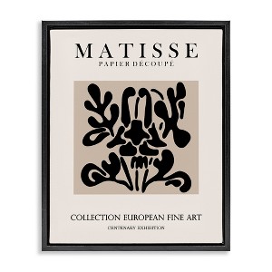 Stupell Industries Abstract Contemporary Black Floral Design Matisse Typography Floating Frame Canvas Art, Black, 17" x 21" - 1 of 4