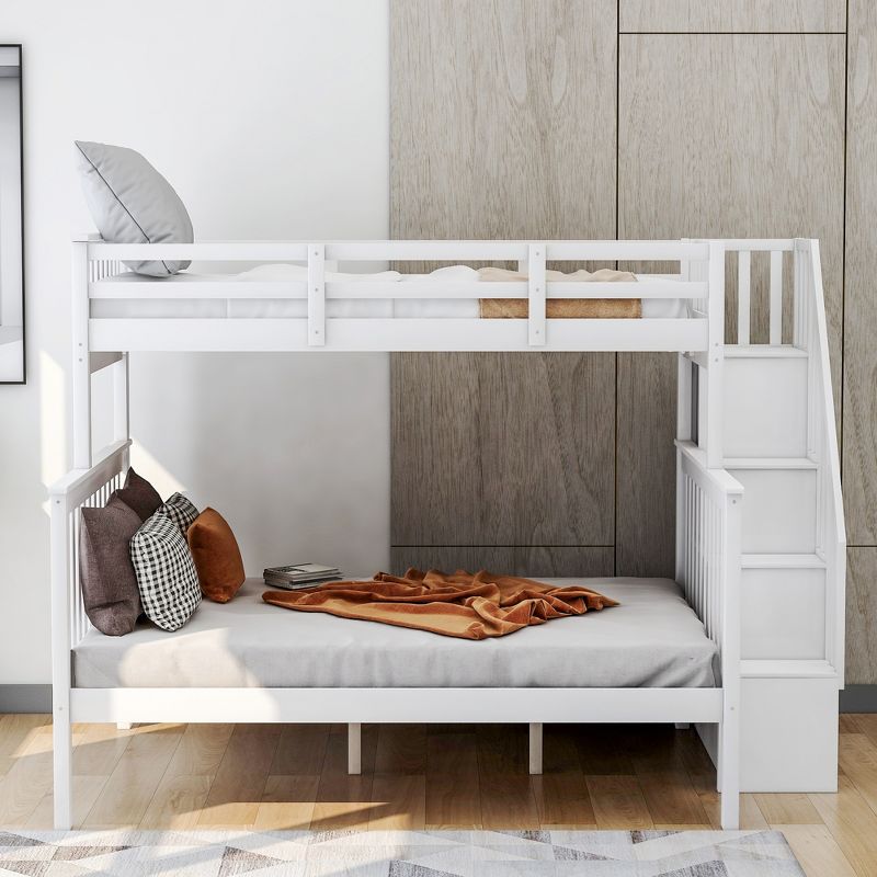 Twin-Over-Full Bunk Bed with Storage Stairs and Guard Rail - ModernLuxe, 2 of 11