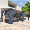 ALAULM 10’ x 24’ Wall Mount Gazebo Outdoor Pergola, Lean to Gazebo Canopy Awnings with Sloped Roof and Steel Frame - 2 of 4